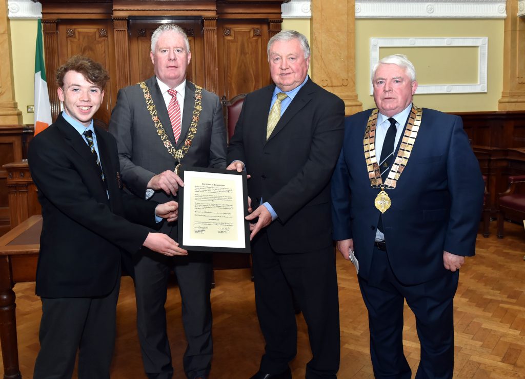 PPU Presentation to past Lord Mayor Bernard Allan , Fri 17th May 2019