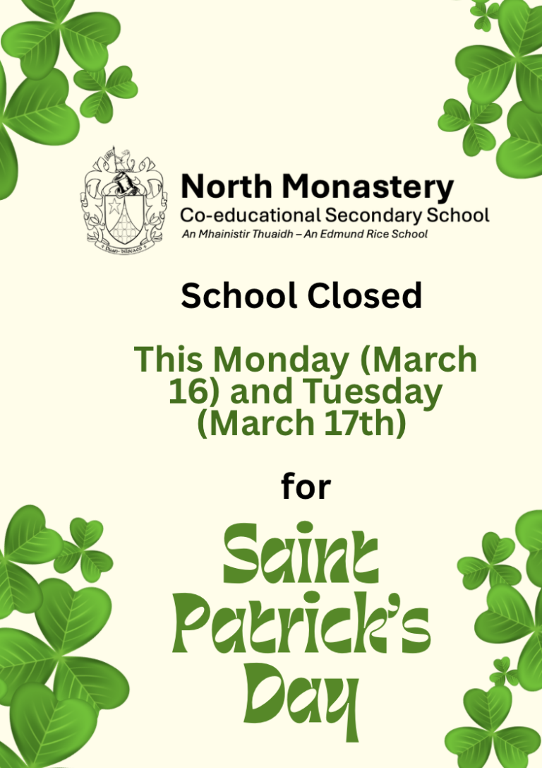 St Patrick’s Day Celebrations: School Closed on March 16/March 17
